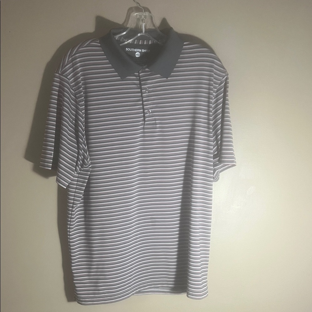 The Southern Shirt Company Gray and Blue Striped Polo